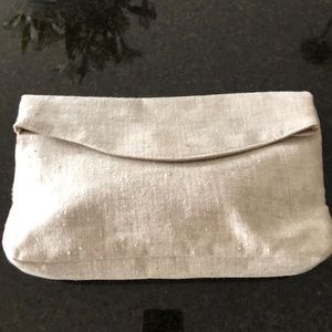 Cream linen clutch